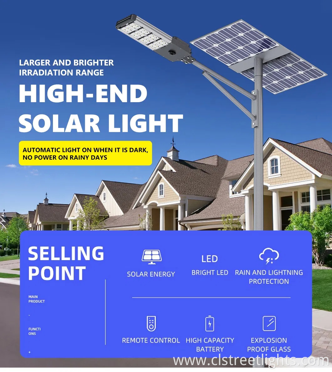 High-Efficiency LED Lamp Solar Panel LiFePO4 Lithium Battery Split Type Solar Street Light